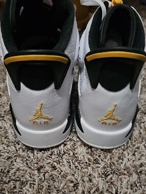 Jordan 6 Retro White, Black & Gold/Yellow High-Top Sneakers